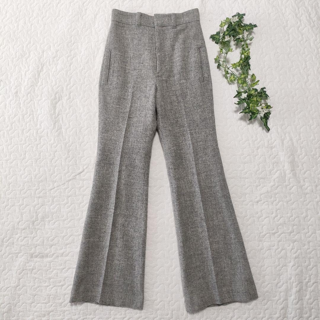 美品✨マディソンブルー　ウール100％フレアパンツ　ハイウエスト　グレー　00