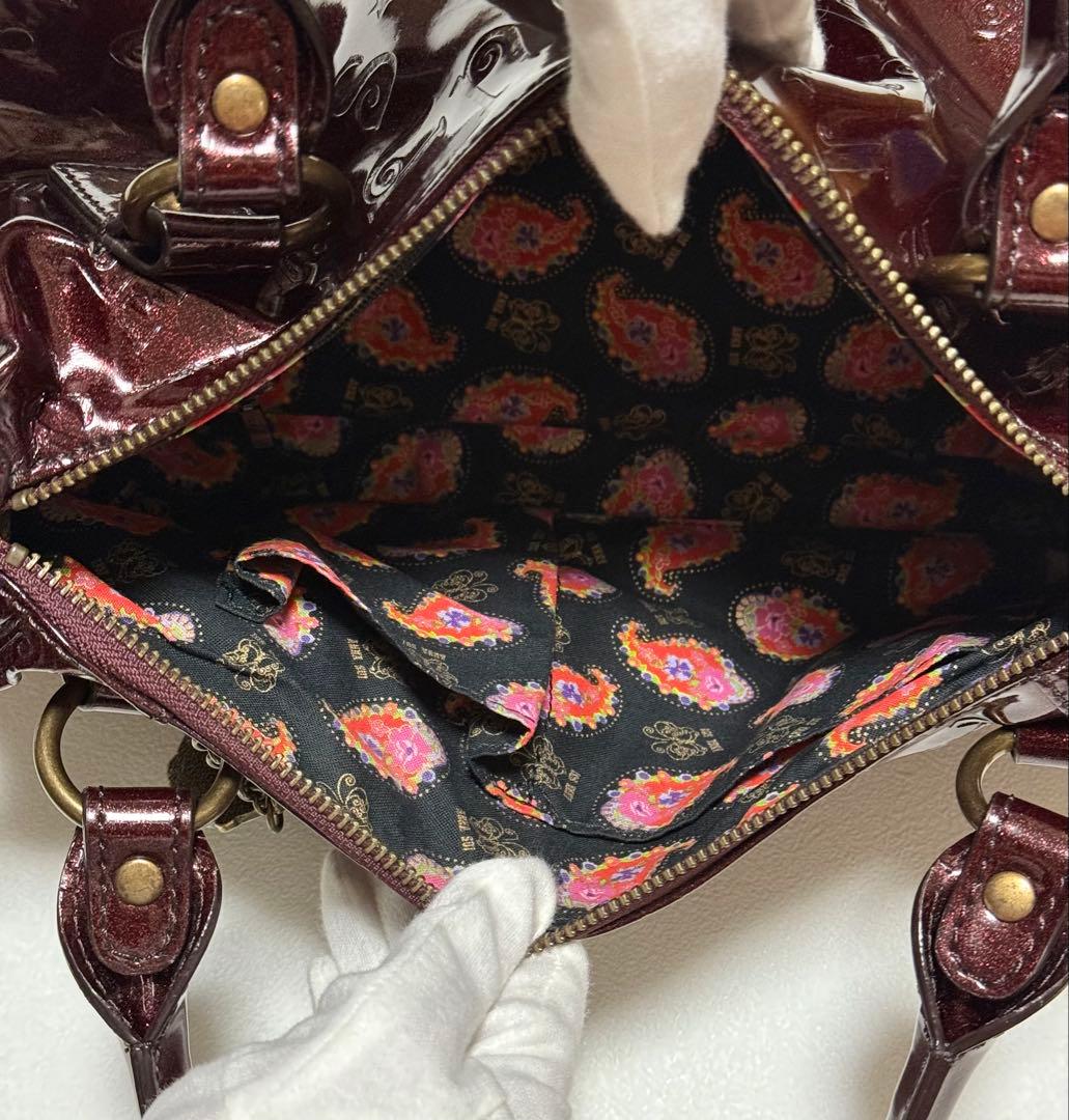 ANNA SUI 2wayボストンバッグ ショルダーバッグ エナメル ロゴ