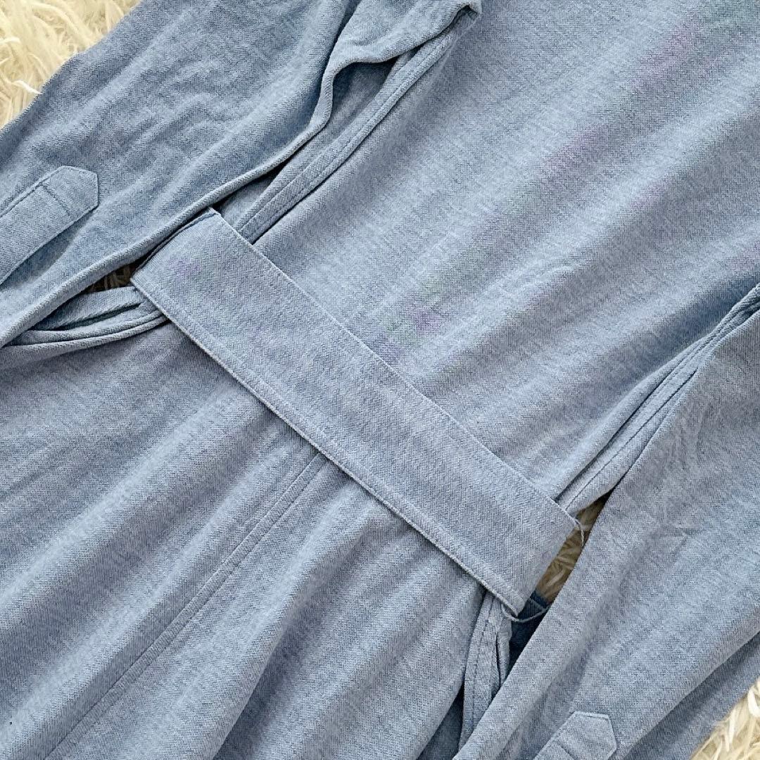 美品✨ラルフローレン シャツワンピース ロング 鹿の子 ベルト ポニー 水色 M