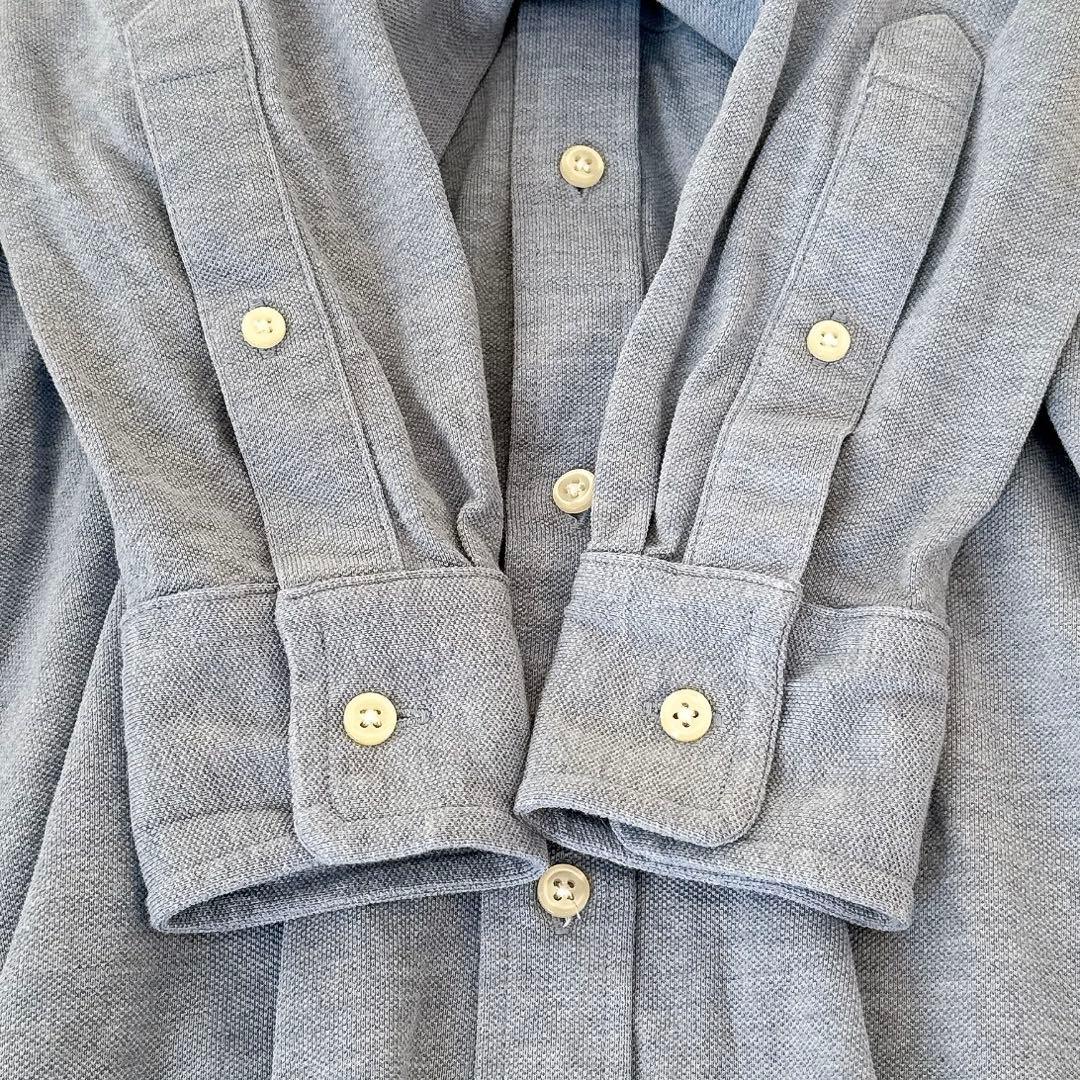 美品✨ラルフローレン シャツワンピース ロング 鹿の子 ベルト ポニー 水色 M