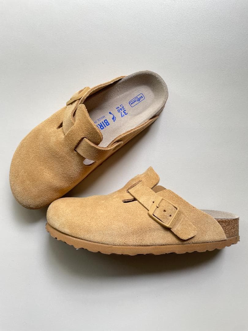 Birkenstock Bostonスエードレザー ラテクリーム ナロー24cm