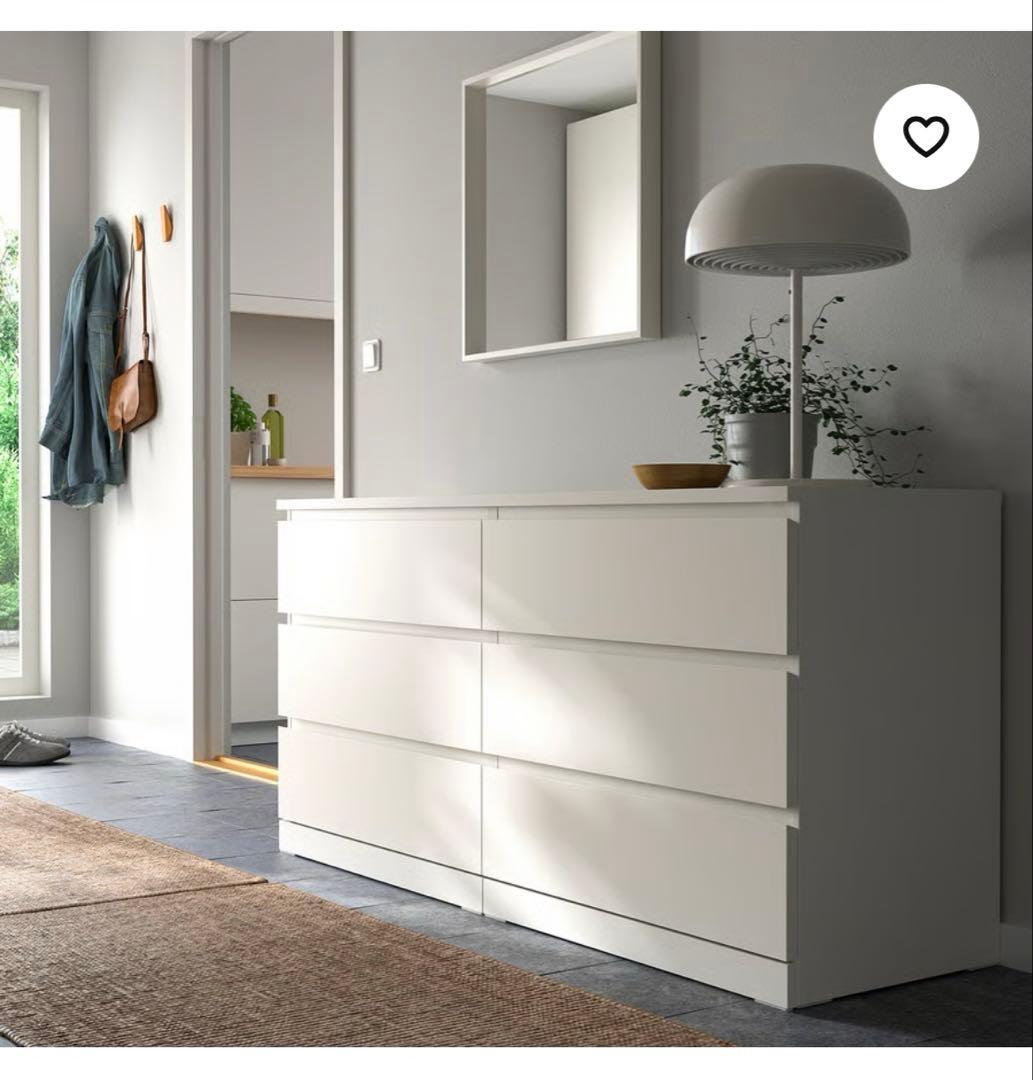 IKEA マルム チェスト　引き出し×6 ガラス天板付き