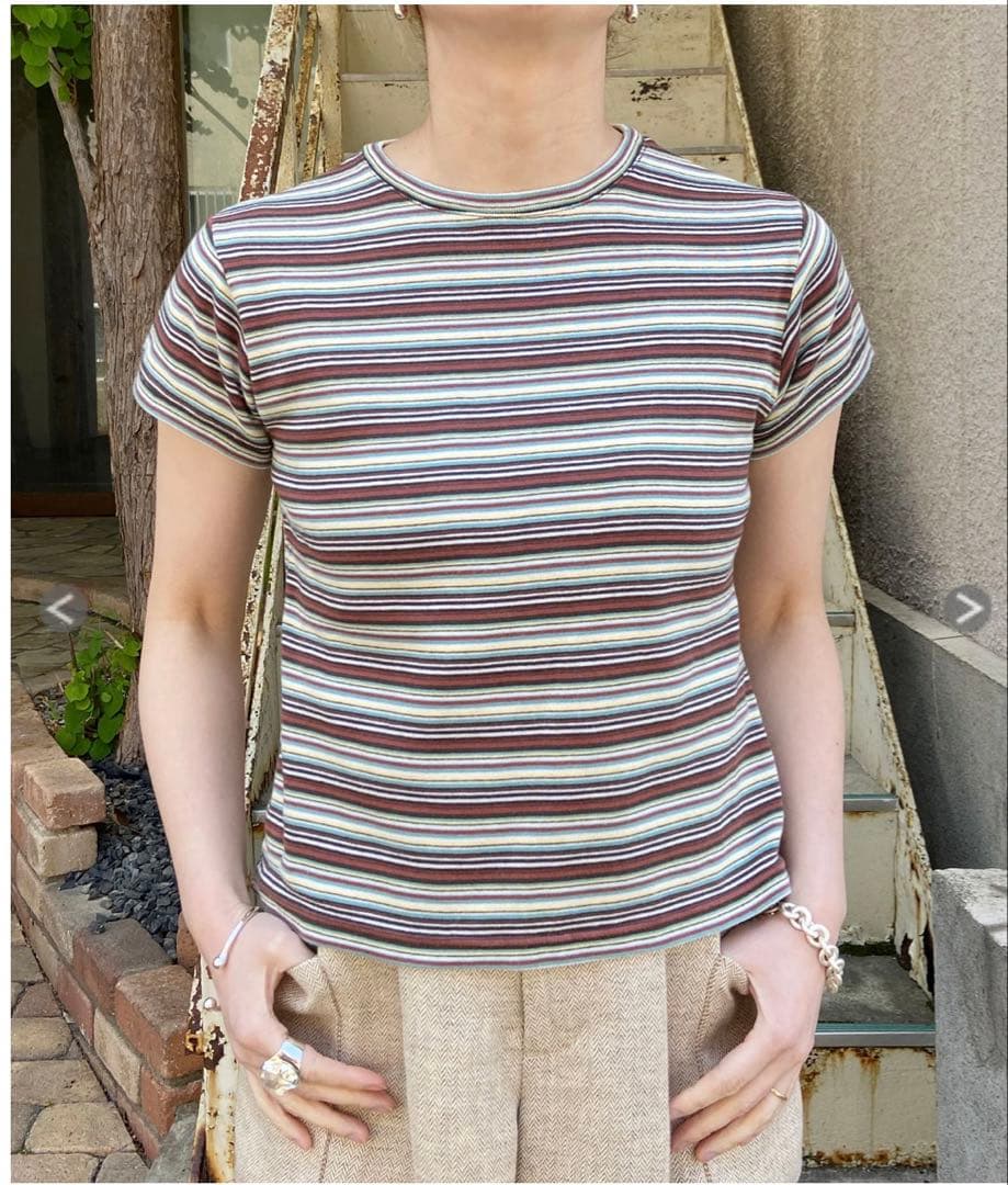 トップス FUMIKA_UCHIDA/MULTICOLOR STRIPE T-SHIRT