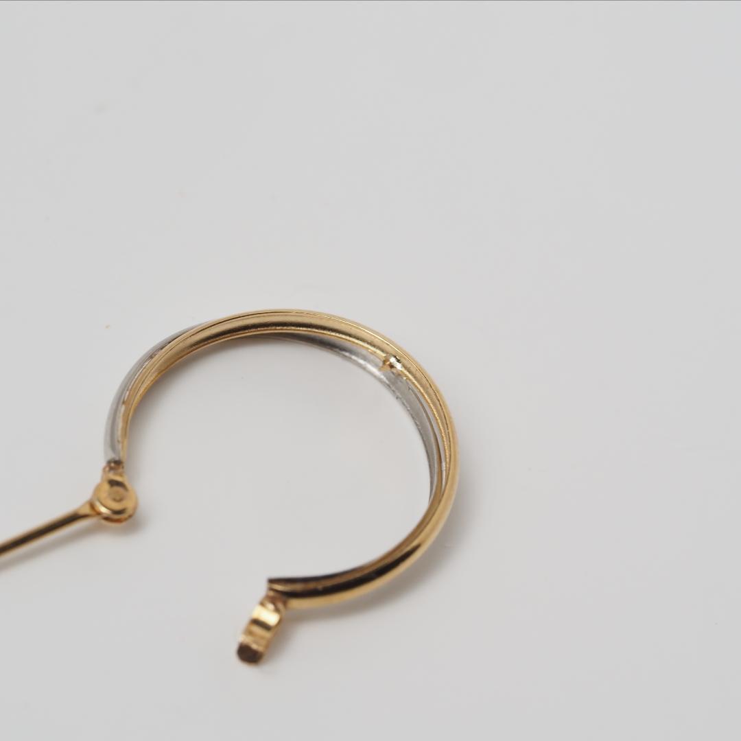 K18YG/K18WG コンビ フープピアス クロッシング 18金 中古