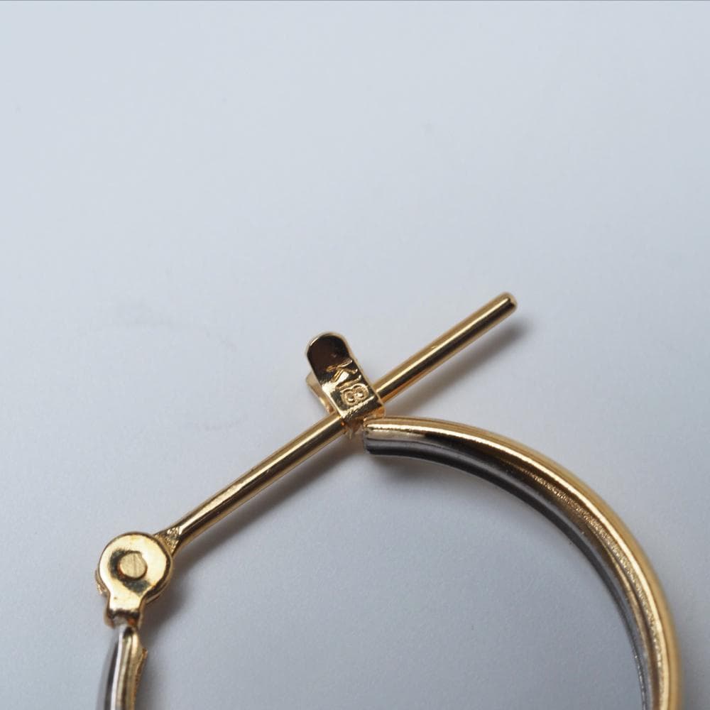 K18YG/K18WG コンビ フープピアス クロッシング 18金 中古