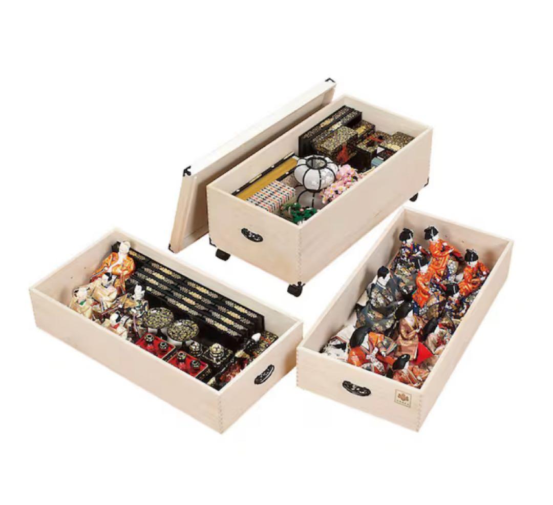 桐製 着物、毛皮、ひな人形収納ケース 3段タイプ