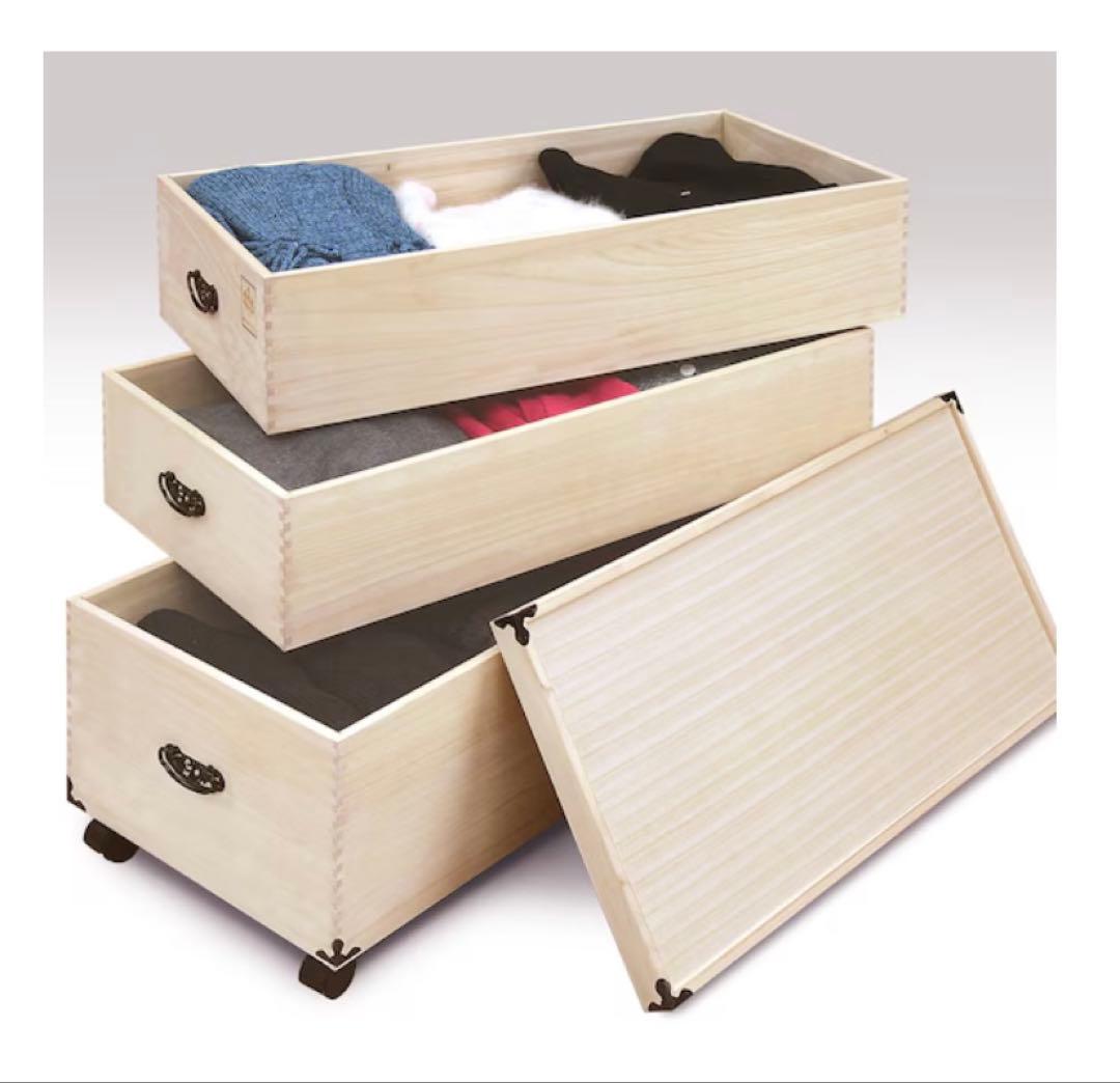 桐製 着物、毛皮、ひな人形収納ケース 3段タイプ