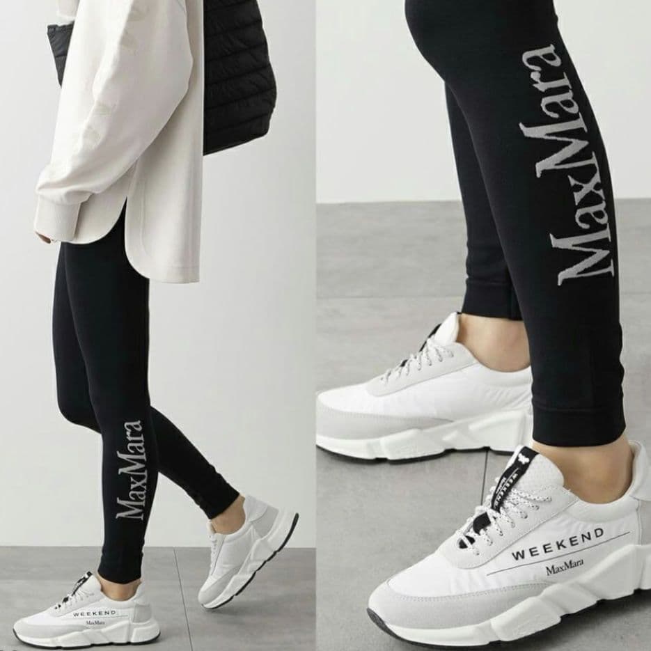 S MaxMara エスマックスマーラ レギンス パンツ ロゴ ブラック S