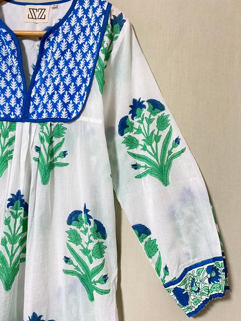 エスゼット プリントブロック　ワンピース　ミディアム丈　チュニック　S