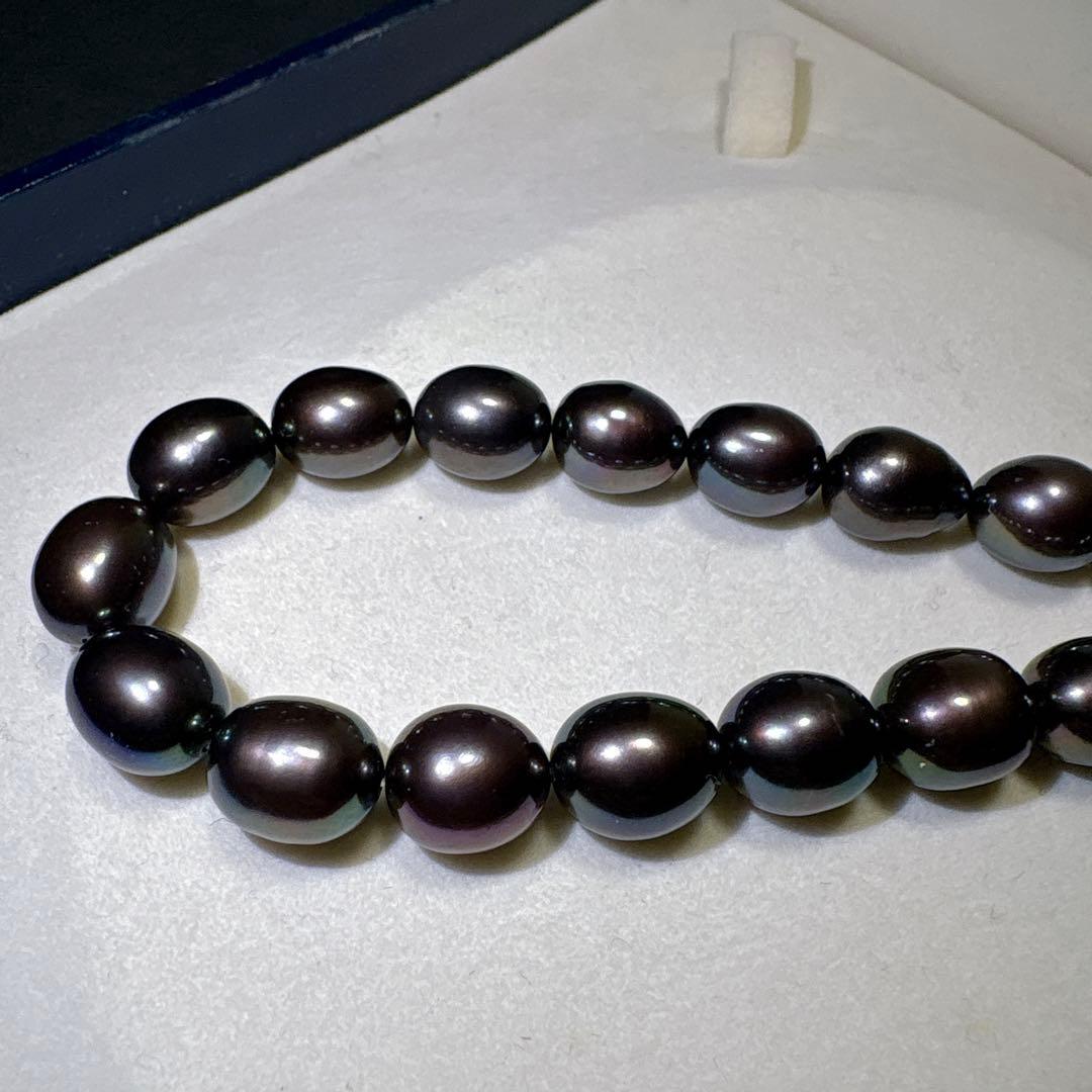 綺麗✨黒真珠 本真珠 ネックレス 約42cm 約9.0mm前後 SV