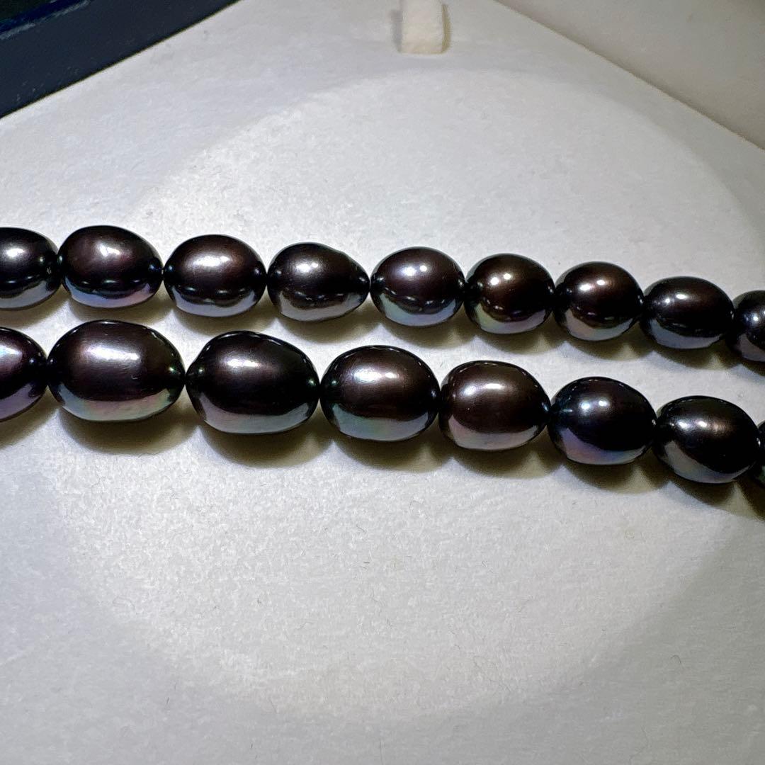 綺麗✨黒真珠 本真珠 ネックレス 約42cm 約9.0mm前後 SV