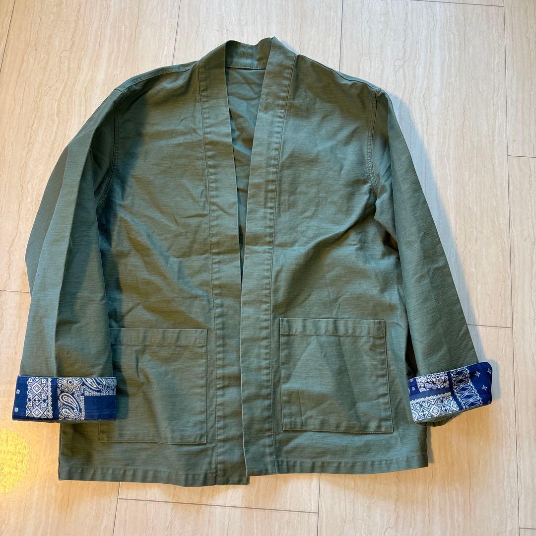 SOPHNET. SHIRT CARDIGAN カーキ ノーカラーJK