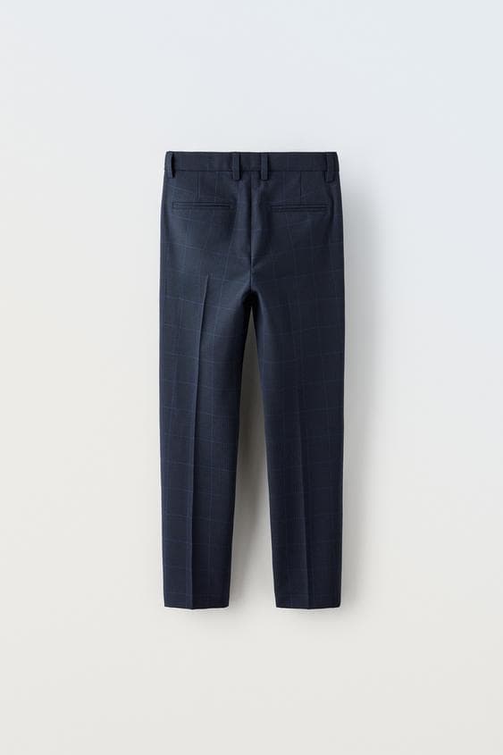 ZARA チェック柄 ネイビー ダブル スーツ シャツ タイ 4点 134cm