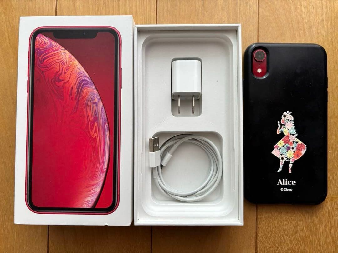 【Apple iPhone XR】本体（レッド）・充電器・箱セット