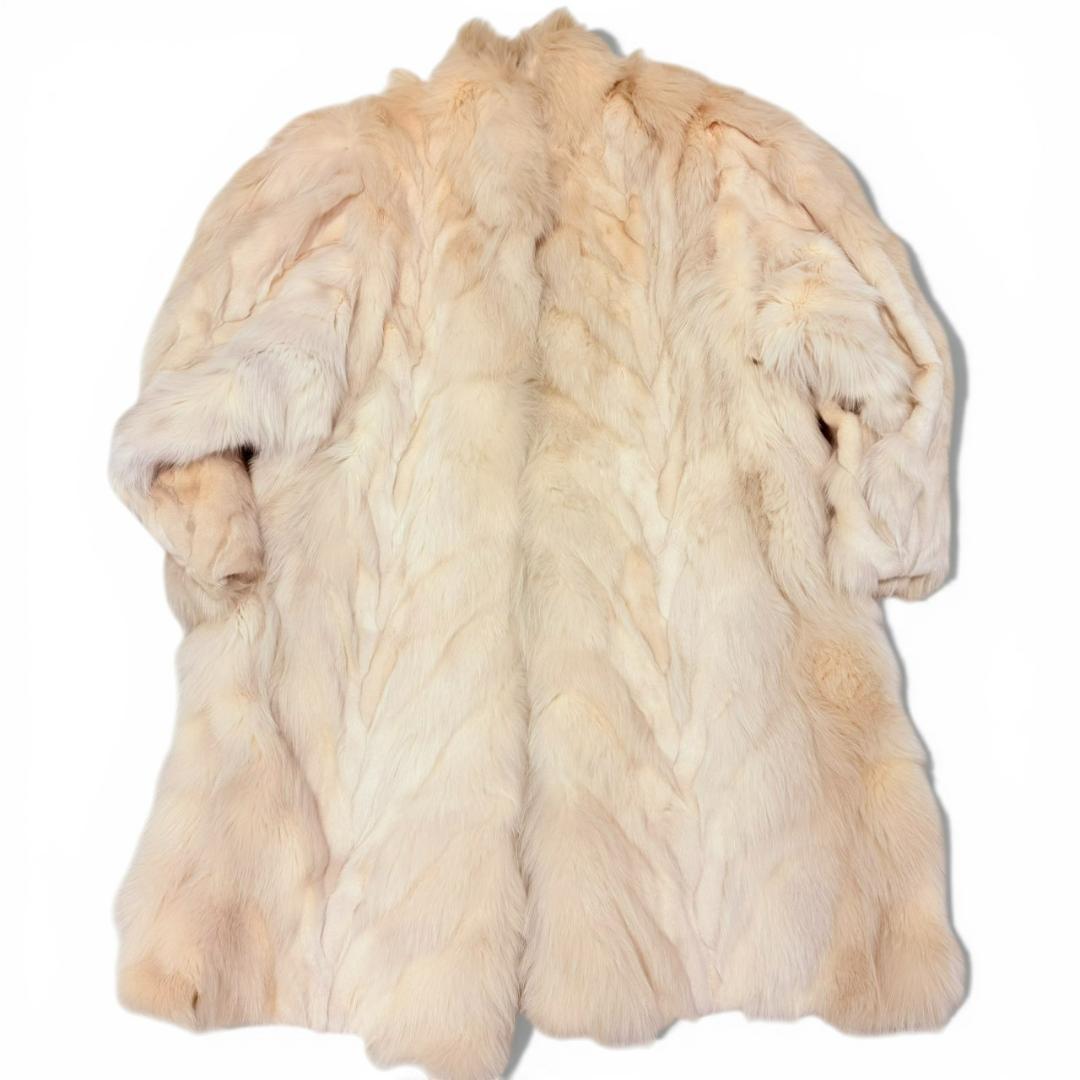 サガフォックス 毛皮コート ファーコート レディース ホワイト フォックスファー