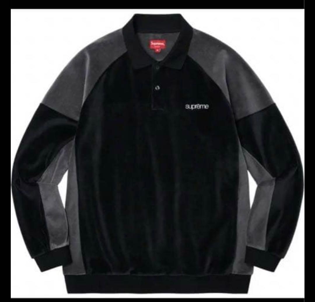 supreme Paneled Velour ベロア L/S Polo