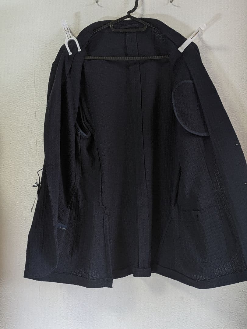 【新品未使用】ラルディーニ ワッフル ニットジャケット 紺 50 袖未処理