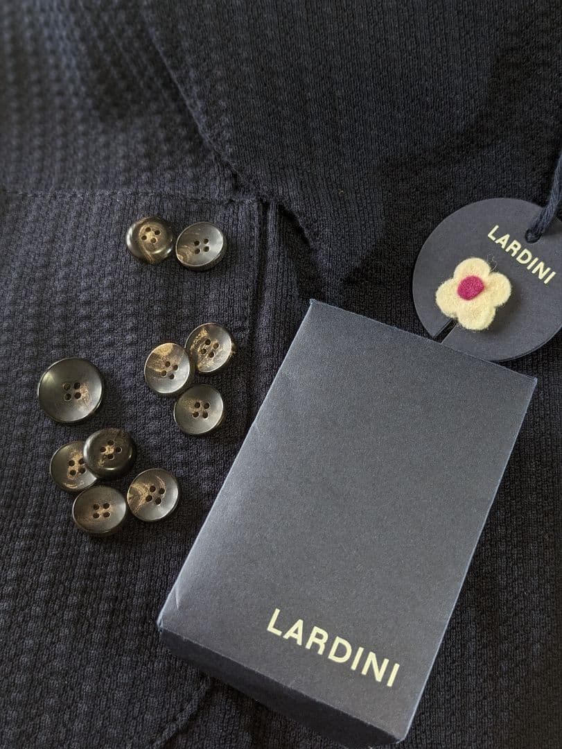 【新品未使用】ラルディーニ ワッフル ニットジャケット 紺 50 袖未処理