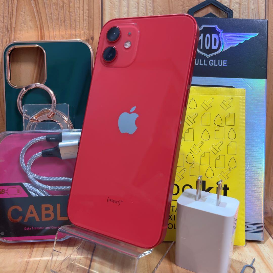 SIMフリー 本体 iPhone 12 256 GB レッド 517 電池新品