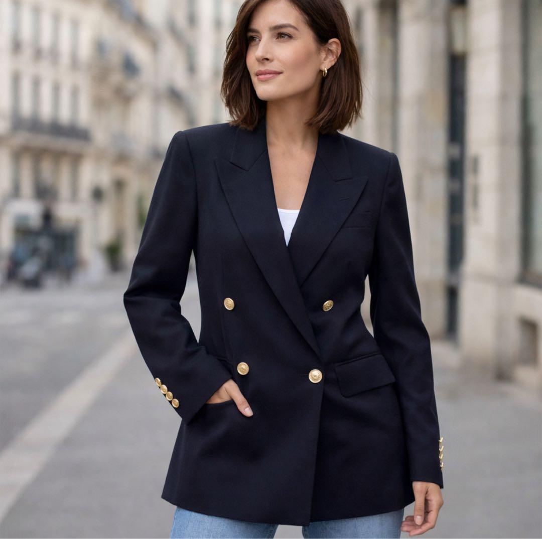 希少　バーバリーズ　テーラードジャケット　7 ネイビー系　金ボタン　ダブル