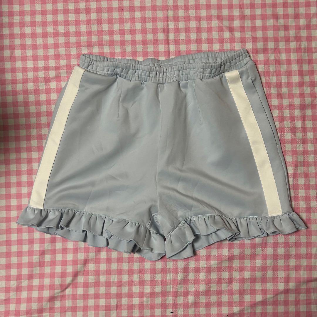 DearMyLove フリルたっぷりメイドジャージワンピース セット サックス