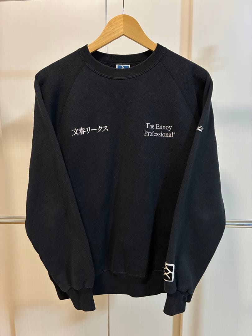 ENNOY 文春リークス　クルーネックスウェット　ブラック　サイズS