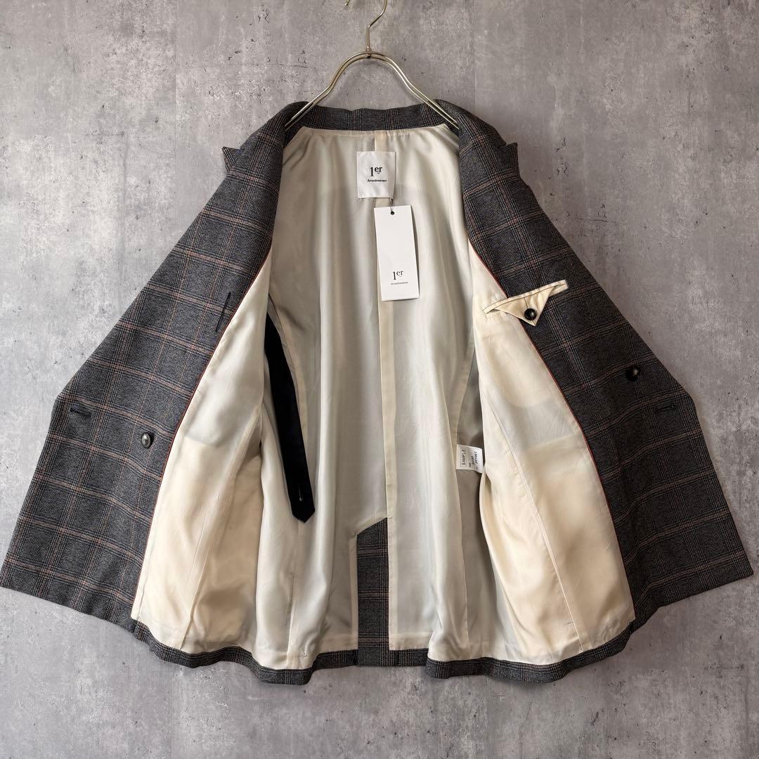 未使用✨プルミエアロンディスモン グレンチェックダブルジャケット テーラード
