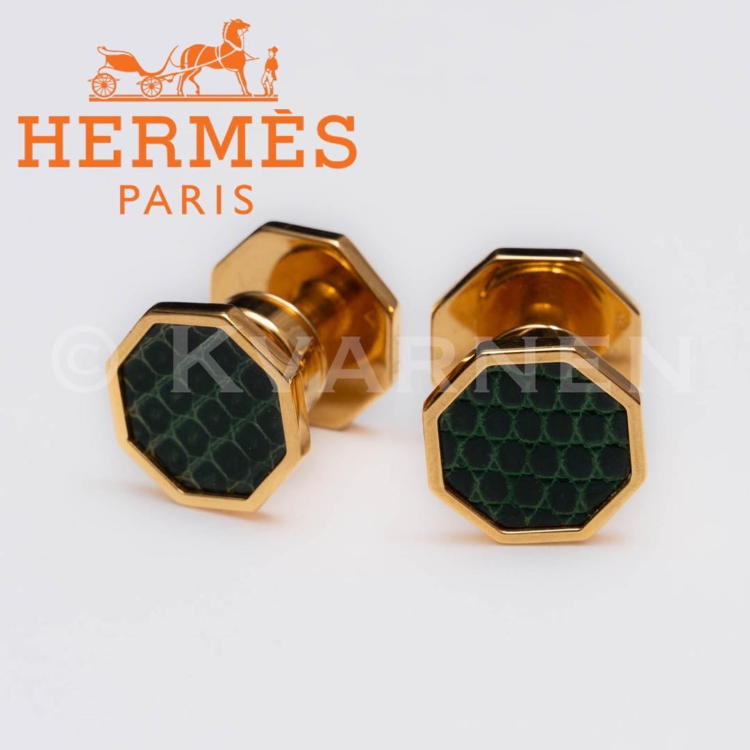 HERMES カフリンクス レザー オクタゴン