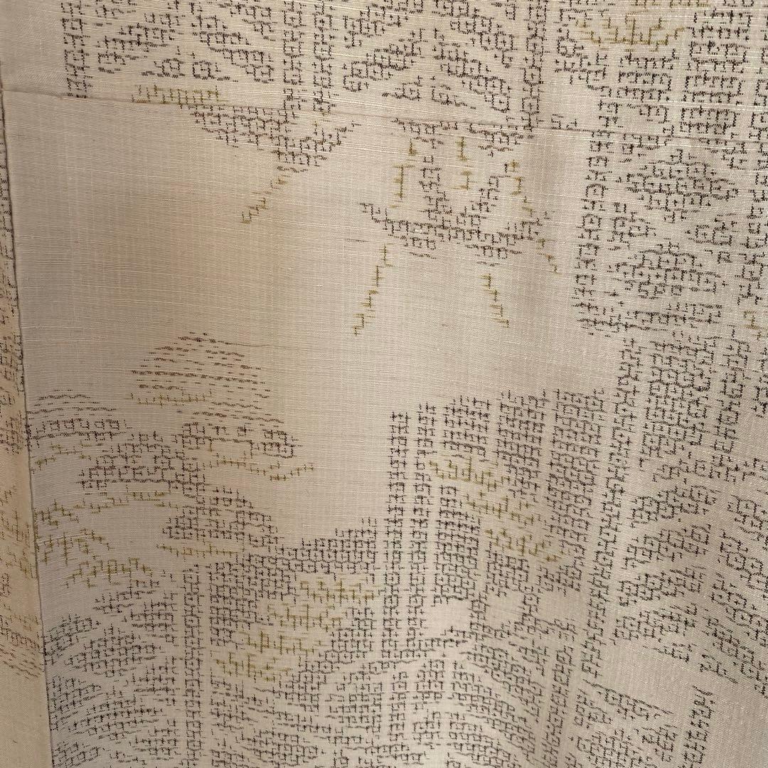 値下げ　結城紬　 板垣に竹松模様 ゆったりサイズ　 真綿紬