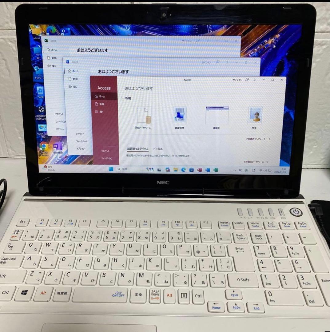 Windows11 オフィス付き　Webカメラ　高速起動SSD NECノートPC