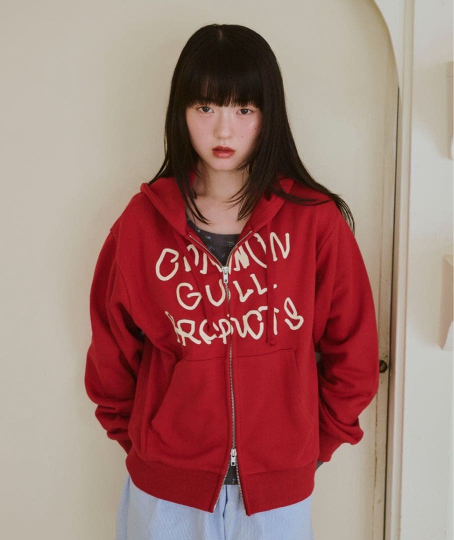 common gull products ダブルジップパーカーレッド