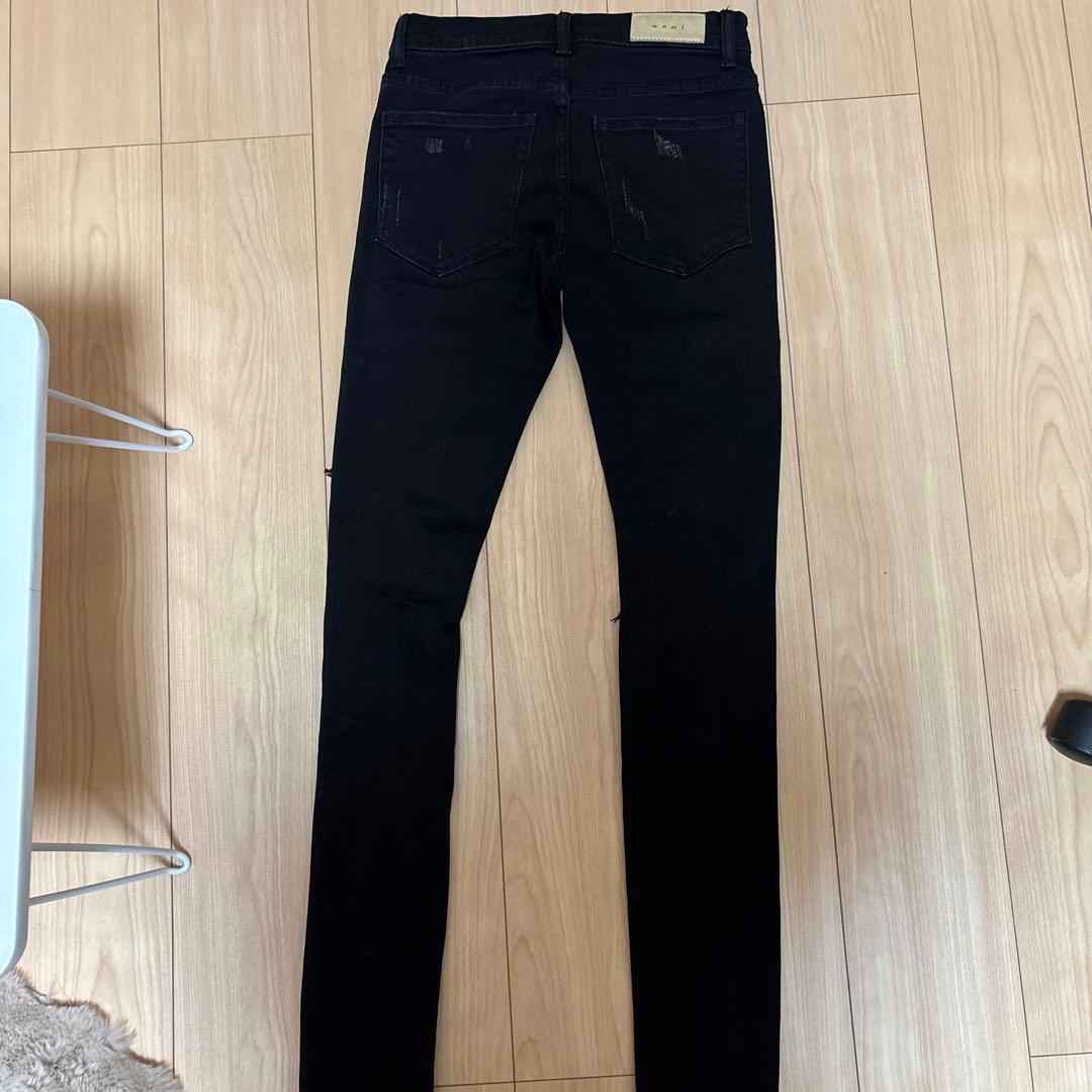 mnml ブラック ダメージスキニージーンズ