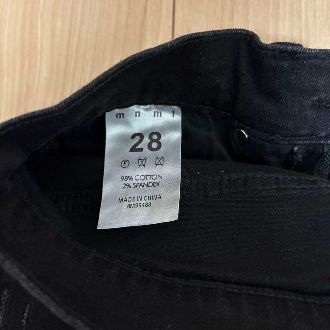 mnml ブラック ダメージスキニージーンズ