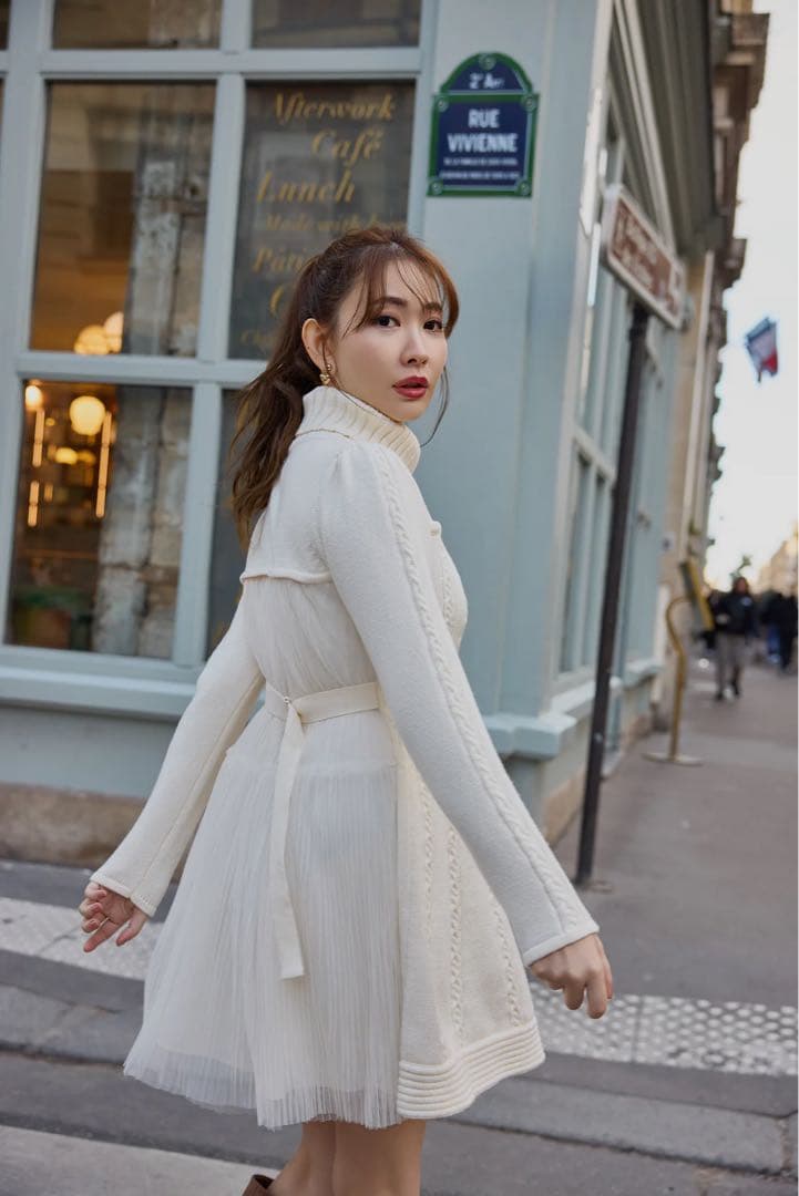 Herlipto♡Clara Cable Knit Dress swan / M