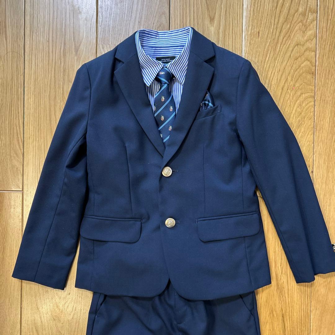ユナイテッドアローズ　ネイビー フォーマルスーツ 130cm シャツネクタイ付き