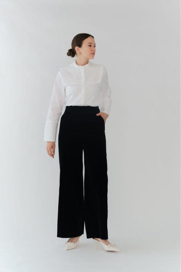 美品今期yoriコットンベルベットワイドパンツヨリDRAWERドゥロワー