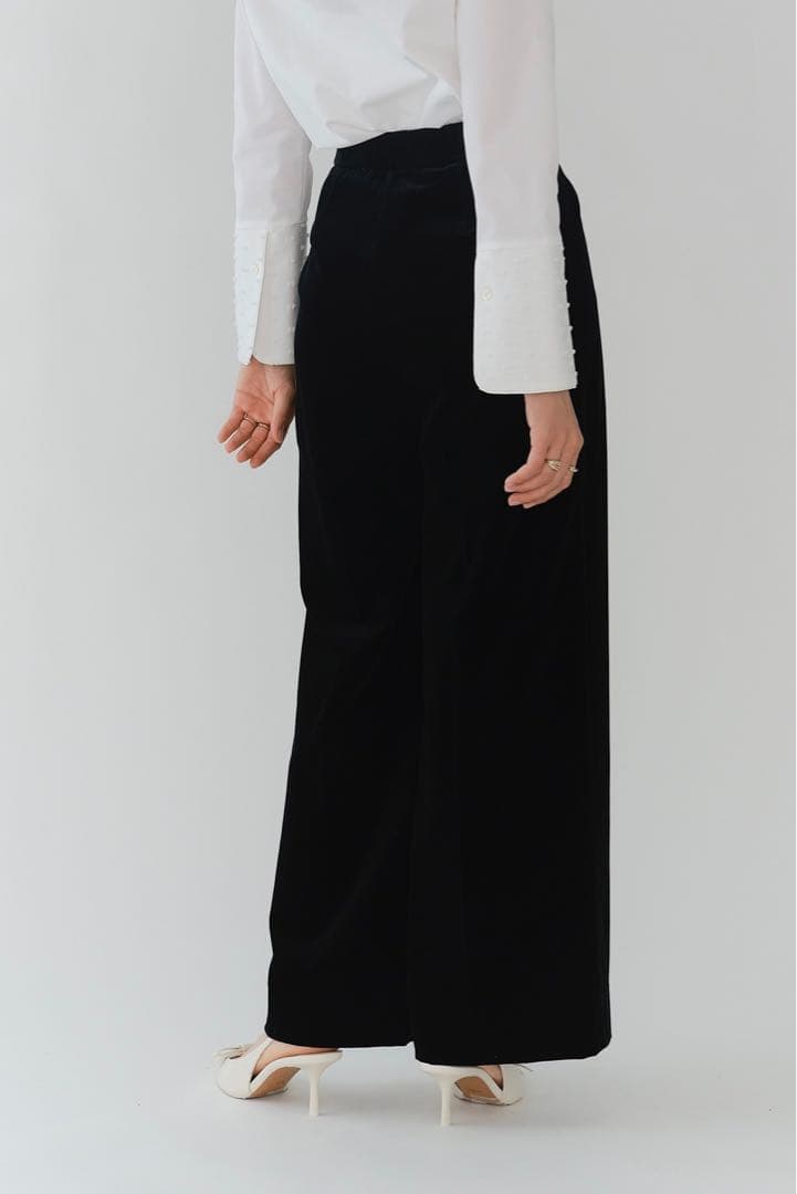 美品今期yoriコットンベルベットワイドパンツヨリDRAWERドゥロワー