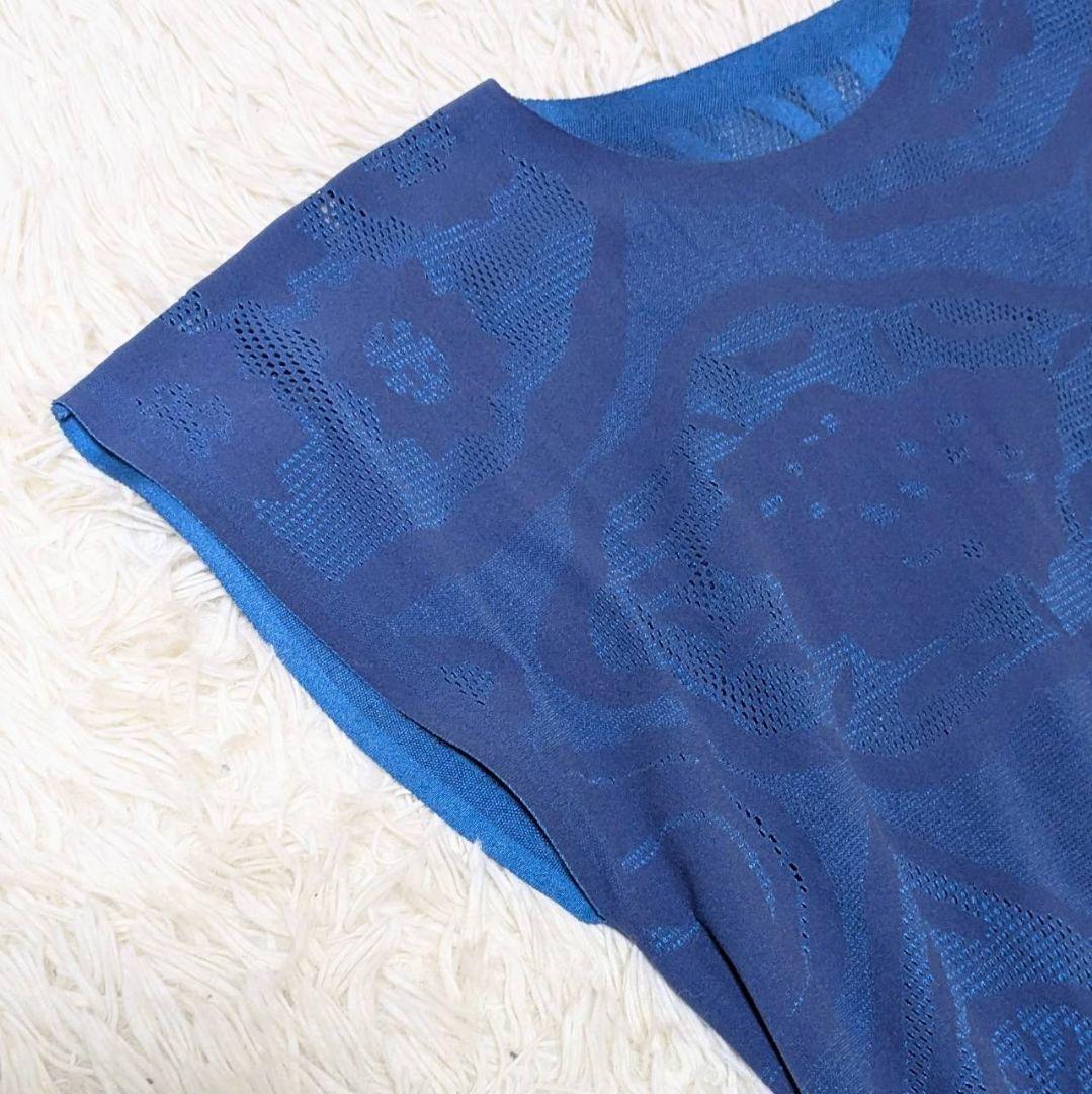 プリーツプリーズ 2024年モデル ワンピース 総柄 ブルー フリーサイズ