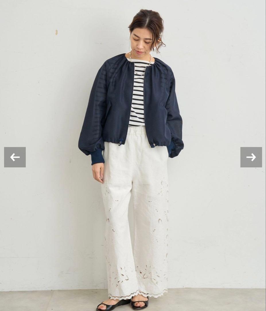 IENA /コットンリネンカットワークレース イージーパンツ