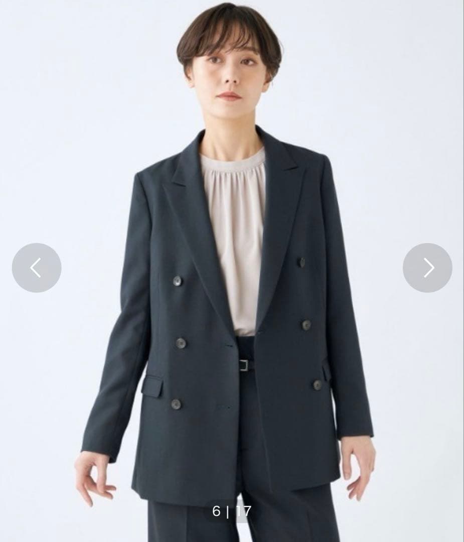 【美品】SUIT SELECT洗えるスーツセット ダブルジャケット&ワイドパンツ