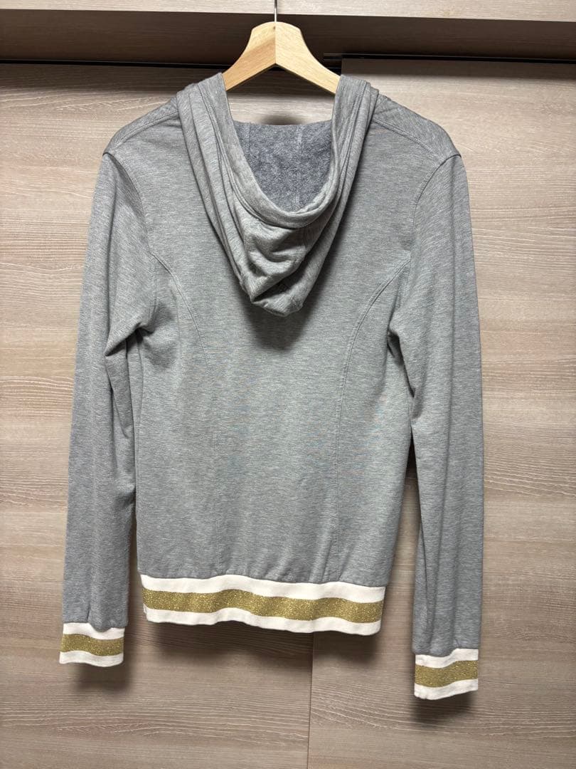 美品 GUCCI レディース フード パーカー グレー 金ラメ