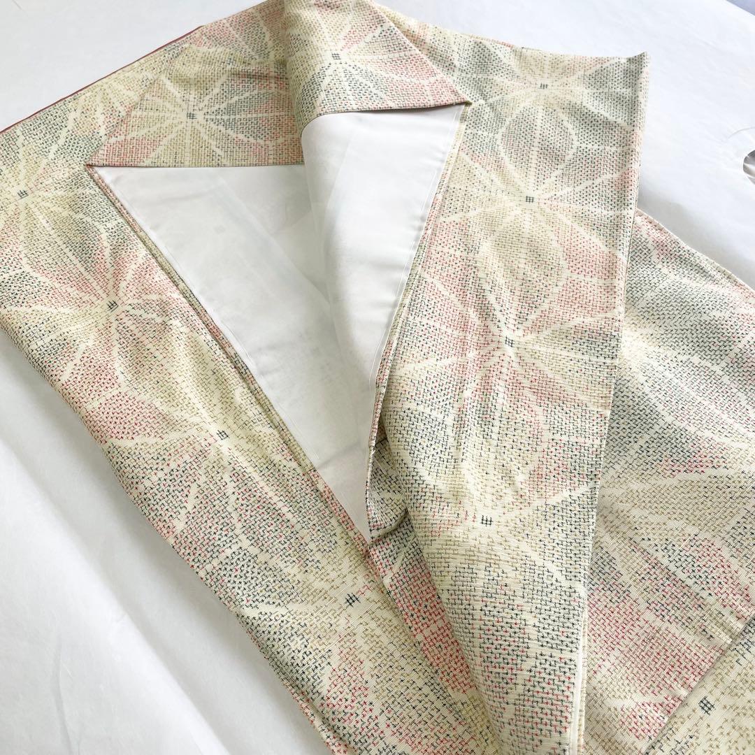 未使用　大島紬　袷仕立て　パステルカラー　名古屋帯（長尺）付き