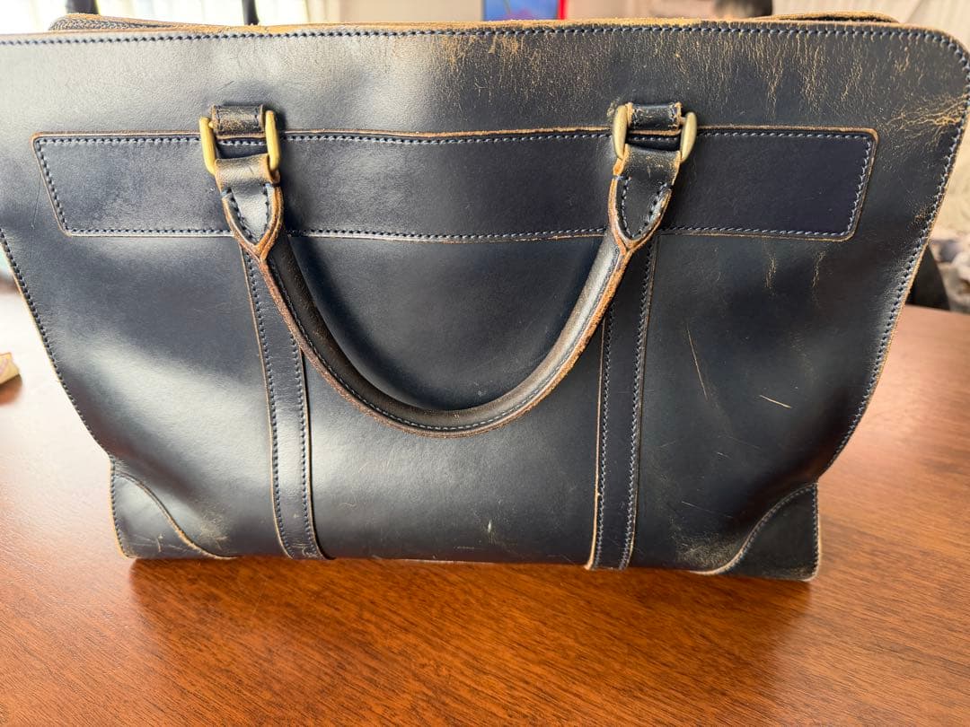 ガンゾ　GANZO ネイビー レザー ビジネスバッグ