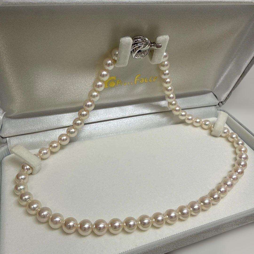 真珠 約7.2-7.4mm珠　シルバー クラスプ ネックレス　☺︎