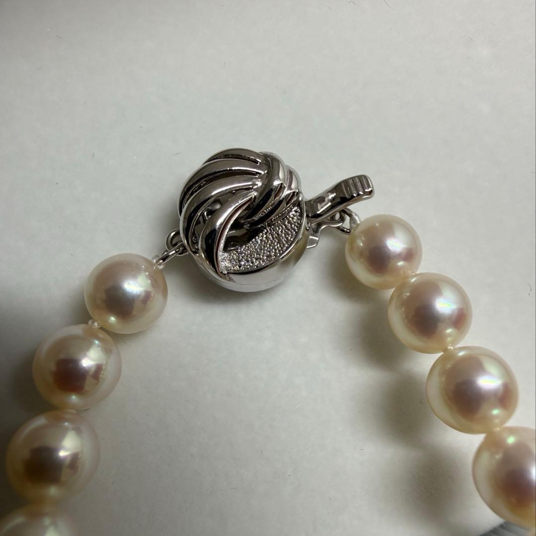 真珠 約7.2-7.4mm珠　シルバー クラスプ ネックレス　☺︎
