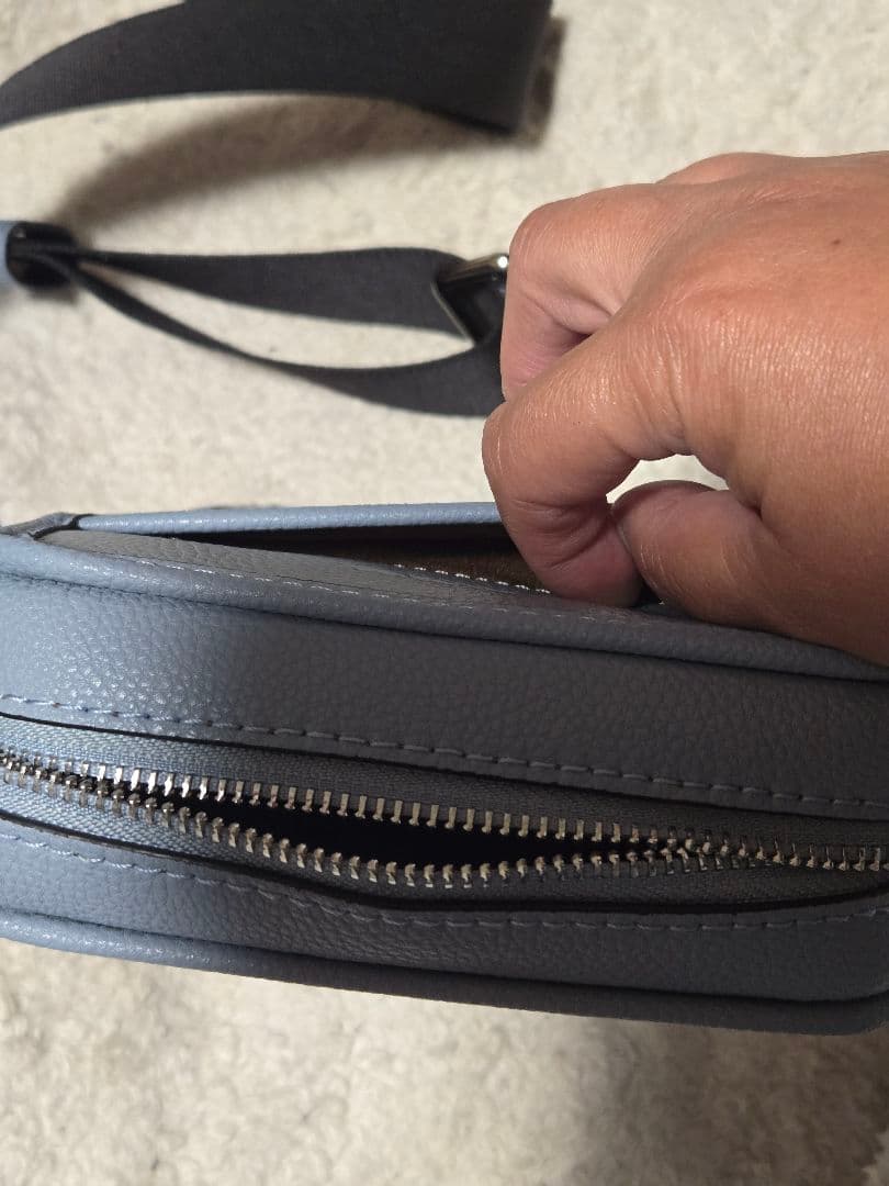 COACH ライトブルー ショルダーバッグ ロゴパターン