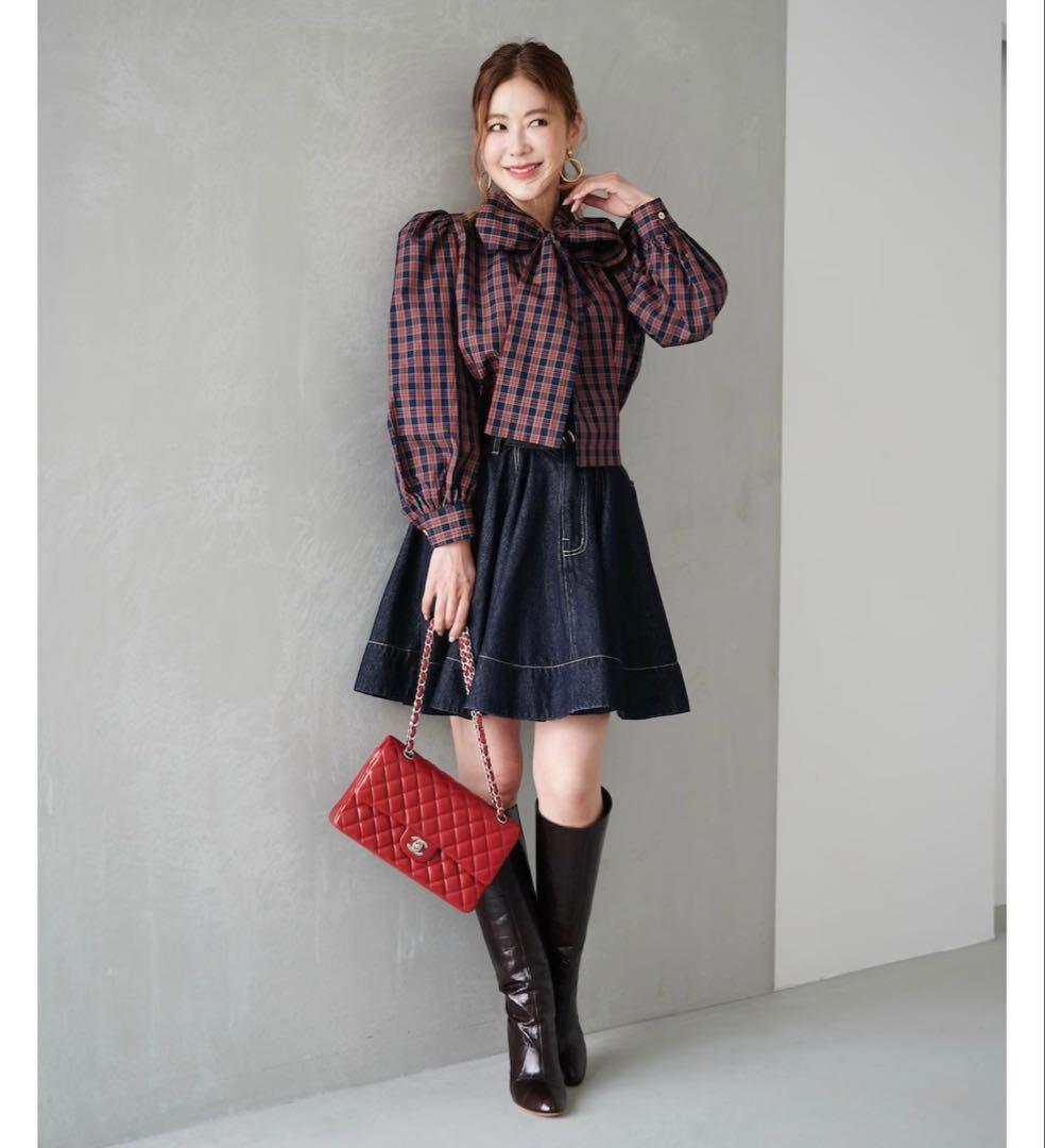 新品タグ付♡ obli タータンチェックボウタイブラウス オブリ OBLI