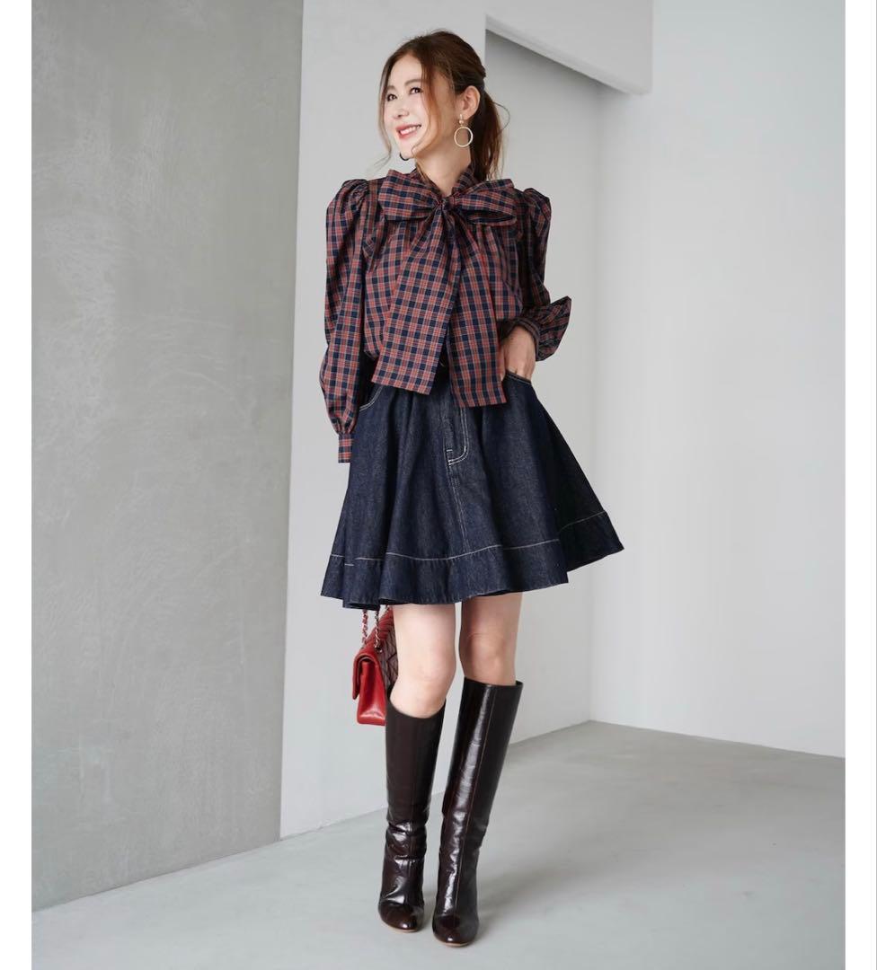 新品タグ付♡ obli タータンチェックボウタイブラウス オブリ OBLI