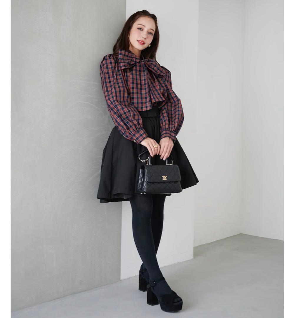 新品タグ付♡ obli タータンチェックボウタイブラウス オブリ OBLI