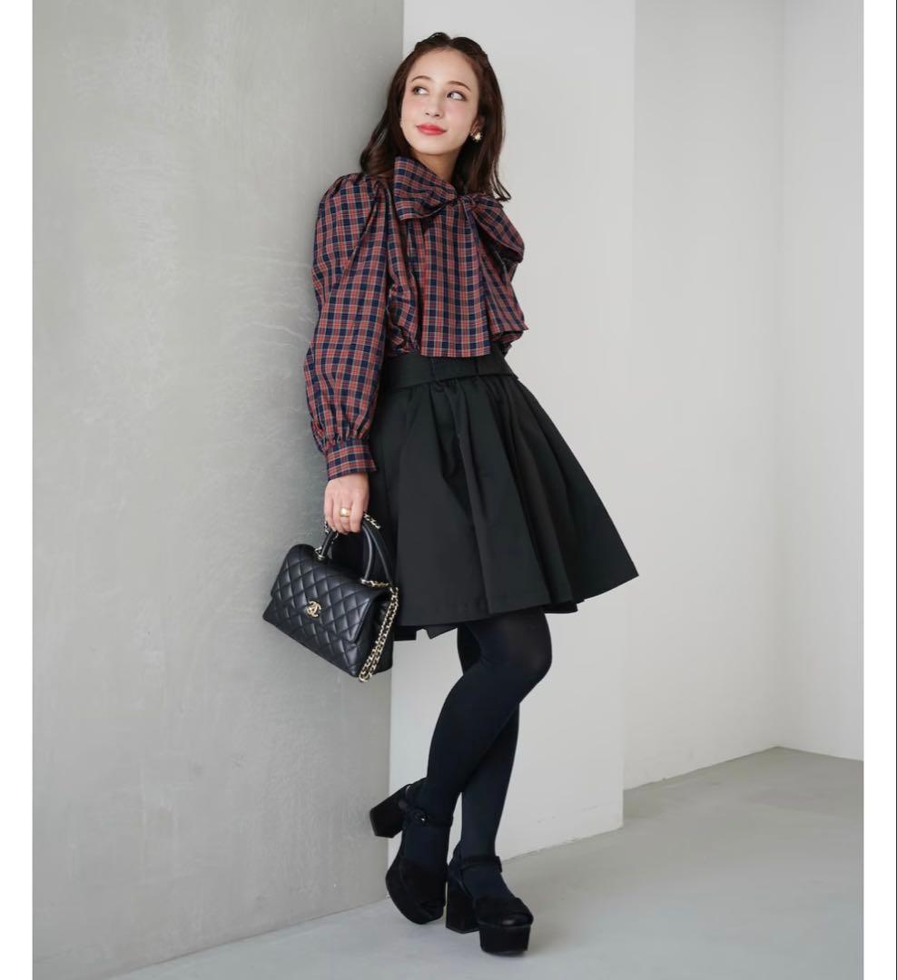 新品タグ付♡ obli タータンチェックボウタイブラウス オブリ OBLI